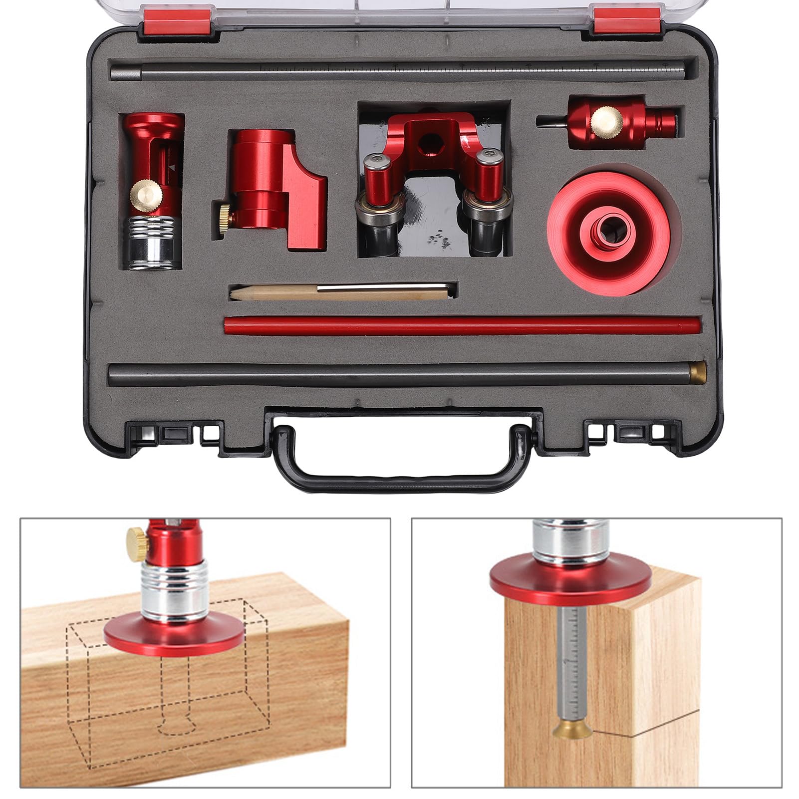 Fabater Herramienta de Trazado Paralela para Trabajar la Madera. Dispositivo de Marcado Preciso con Material de Aleación de Aluminio para Trabajar la Madera con Líneas Rectas, Círculos y Arcos