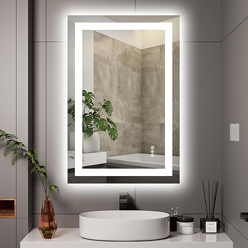 Miniatura 8 de Espejo de baño LED de 40 x 32 pulgadas con luces, antiniebla, regulable, retroiluminado + iluminado frontal, espejo inteligente de tocador de baño