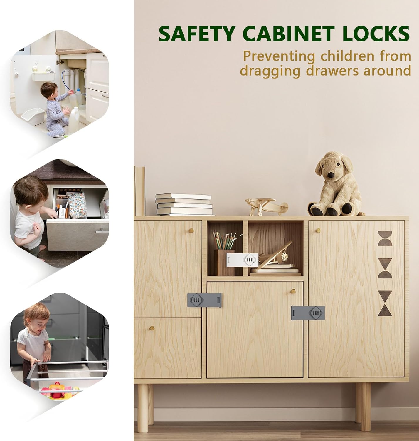 Cabinet with Combination Lock – Keyless Hasp Security, 3-Digit Code Sliding Barn Door Latch for Small Entries, Bathrooms, Refrigerators, Gardens (2, Gray)