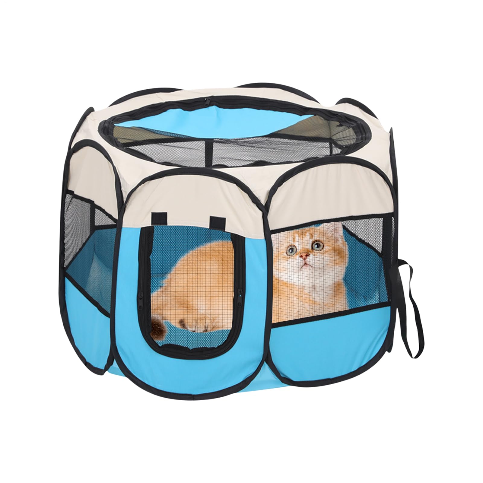 Parco portatile per gatti | Trasportino a rete semi-chiuso per esterni, trasportino traspirante per giardino, terrazza spiaggia all'aperto, balcone viaggio riccio furetto di cui