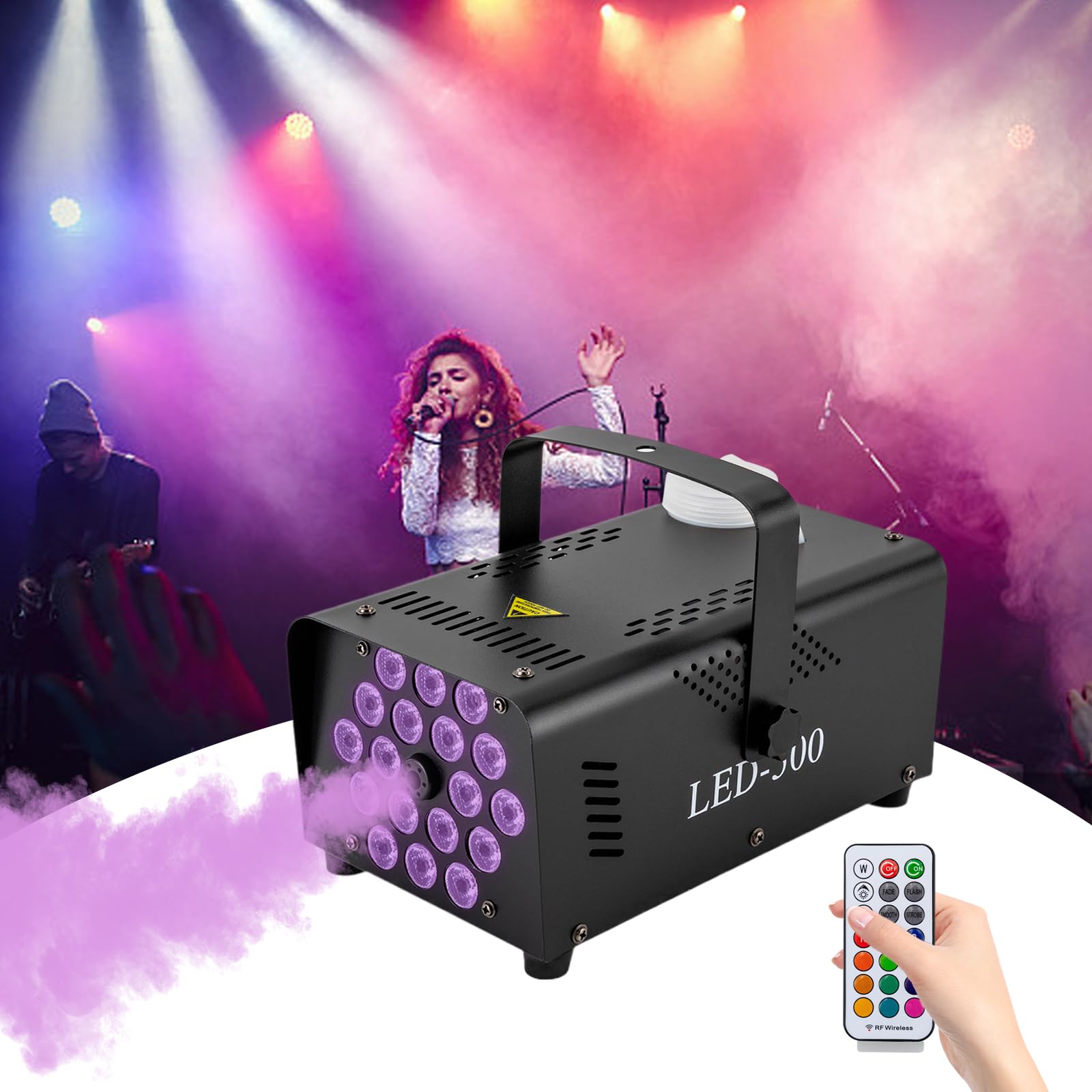 Macchina del fumo, Macchina del fumo da 500 W con 13 luci LED colorate ed effetto RGB, Macchina del fumo da 2500CFM con 2 radiocomandi per Halloween, Natale, matrimonio, compleanno