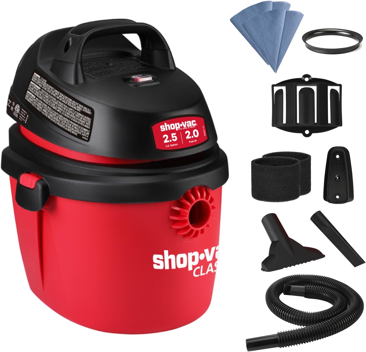 Amazon.com: Shop-Vac 2.5 Gallon 2.0 Peak HP Wet/Dry Vacuum, Portable ...