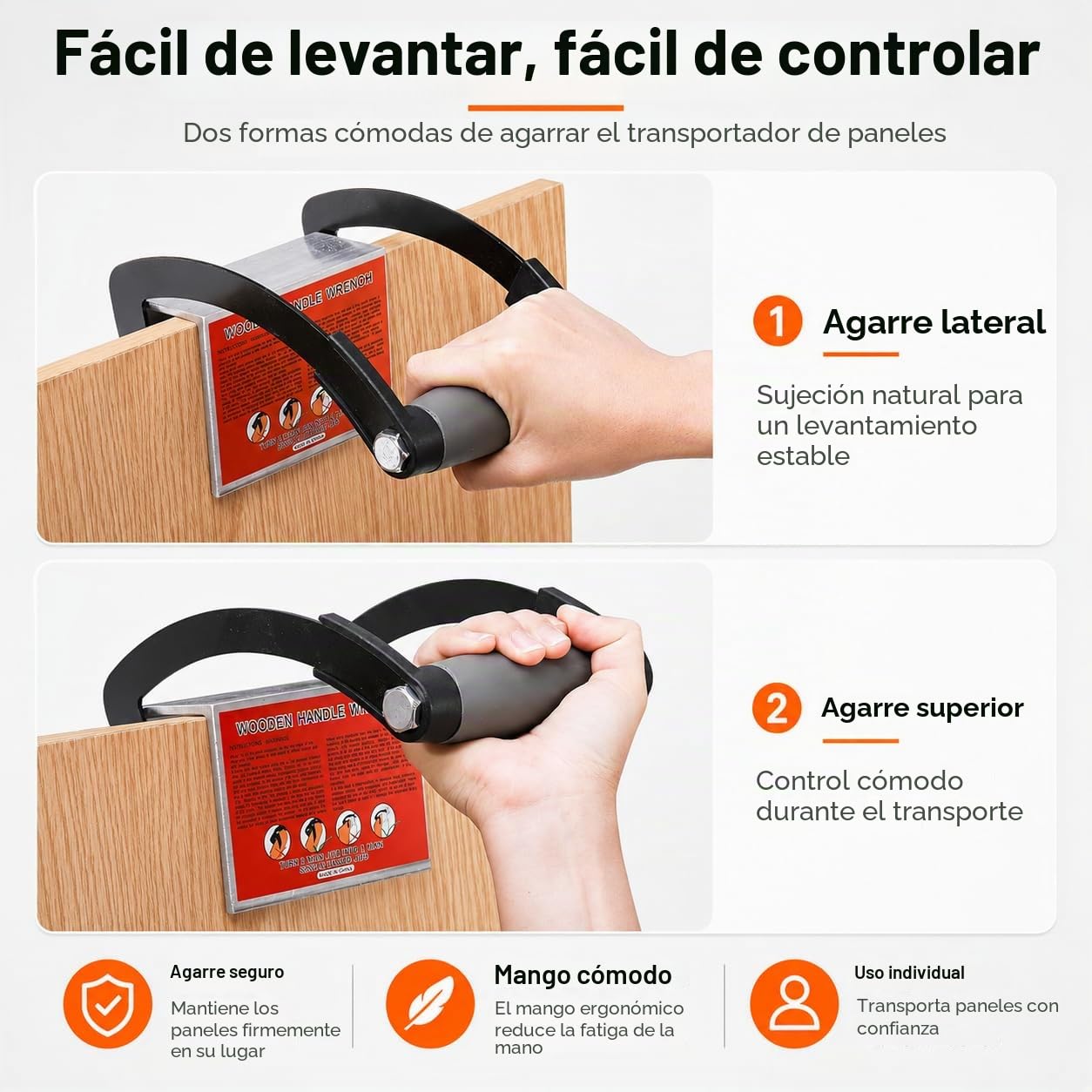 Elevador de placas de yeso para paneles, madera contrachapada y vidrio, agarre ergonómico práctico