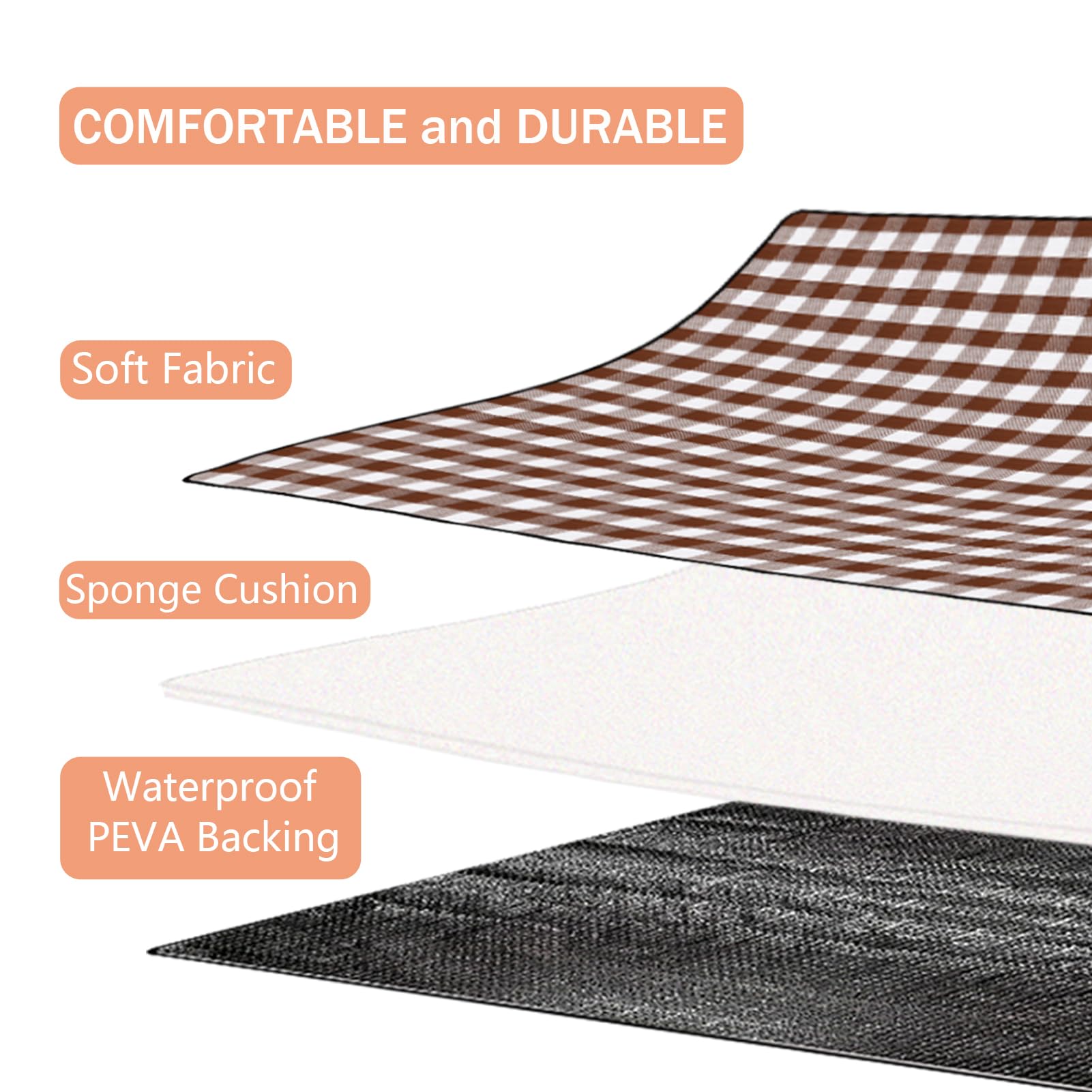 LIYUABU Coperta da picnic, 150 x 200 cm, marrone, impermeabile, portatile, extra grande, isolata con maniglia, perfetta per picnic, attività all'aperto, campeggio, spiaggia, parco