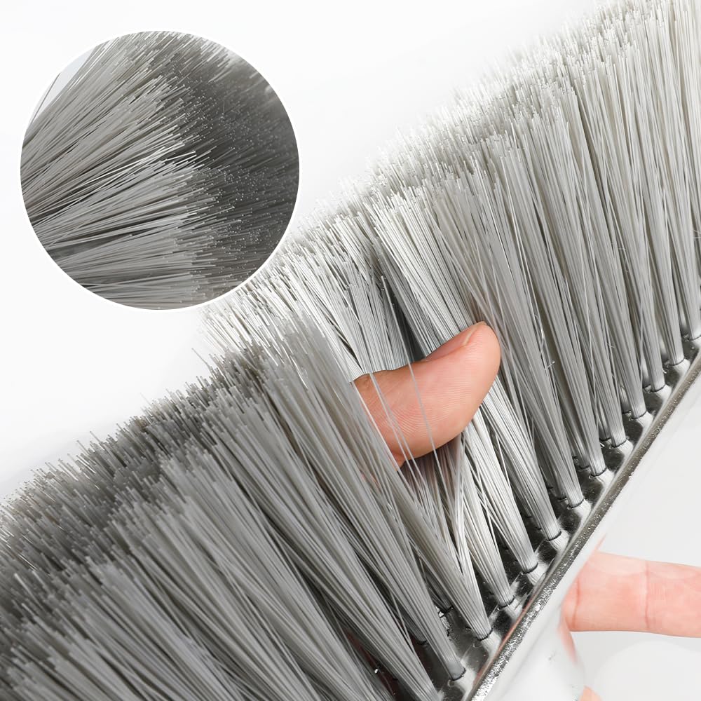 Gloffer Pelle à poussière en acier inoxydable avec balai, balai à long manche et pelle à poussière en métal robuste pour intérieur et extérieur pour la maison, le couloir, le bureau