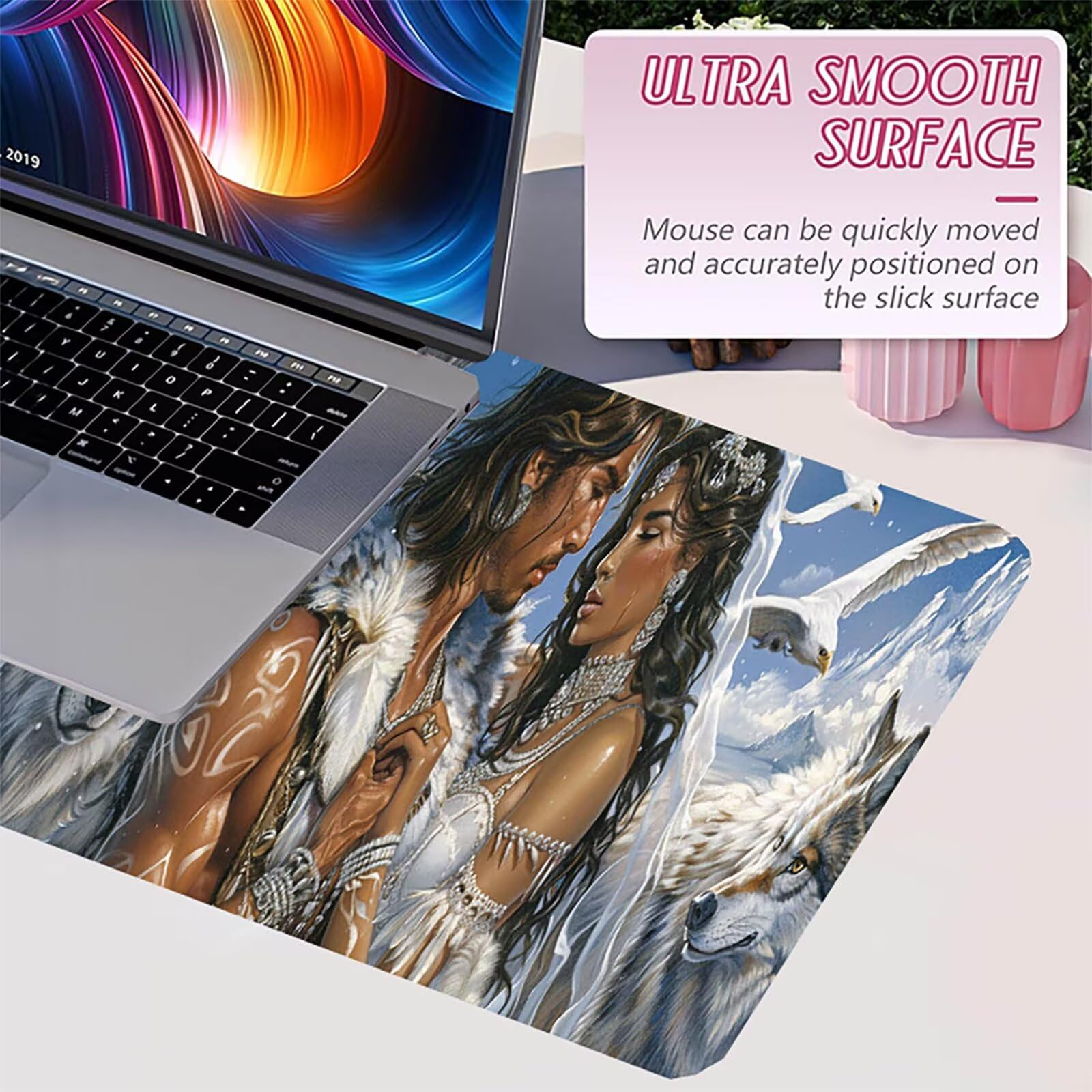 Tappetino Mouse XXL 1500 x 800 mm, Tappetino Mouse Coppia, Gaming Mousepad Migliorare la Velocità e la Precisione, Mouse Pad con Base in Gomma Antiscivolo, Ufficio Accessori Gaming, Bianco Q-5612