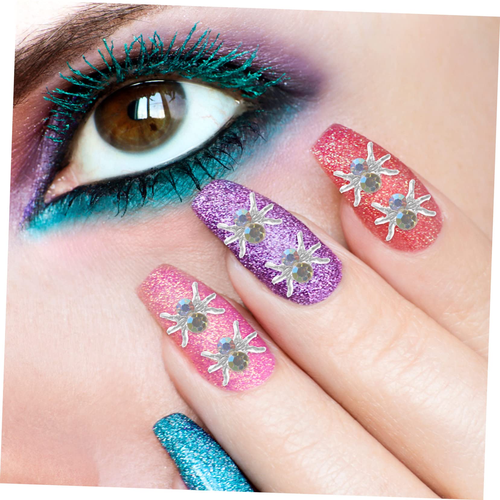 Healvian 500pezzi Charm Per Unghie Forma Di Ragno Decorazioni Per Manicurper Halloween Feste e Occasioni Speciali Facili Da Applicare Per Nail Art Creativa