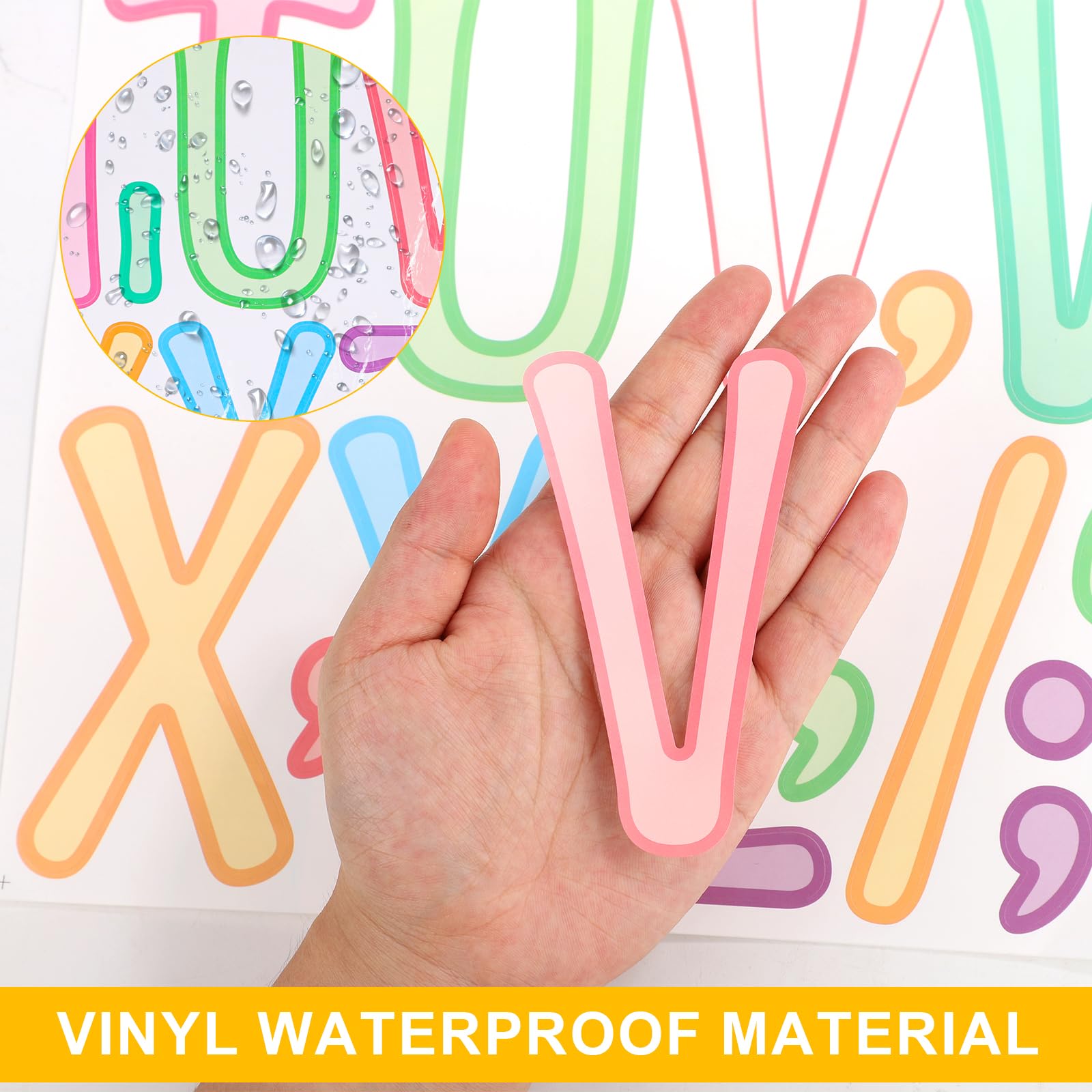 Adesivi Lettere Maiuscole 10cm | 18 Fogli Vinile Impermeabile | Rosso | Per Decorazioni Esterne - Foto 3