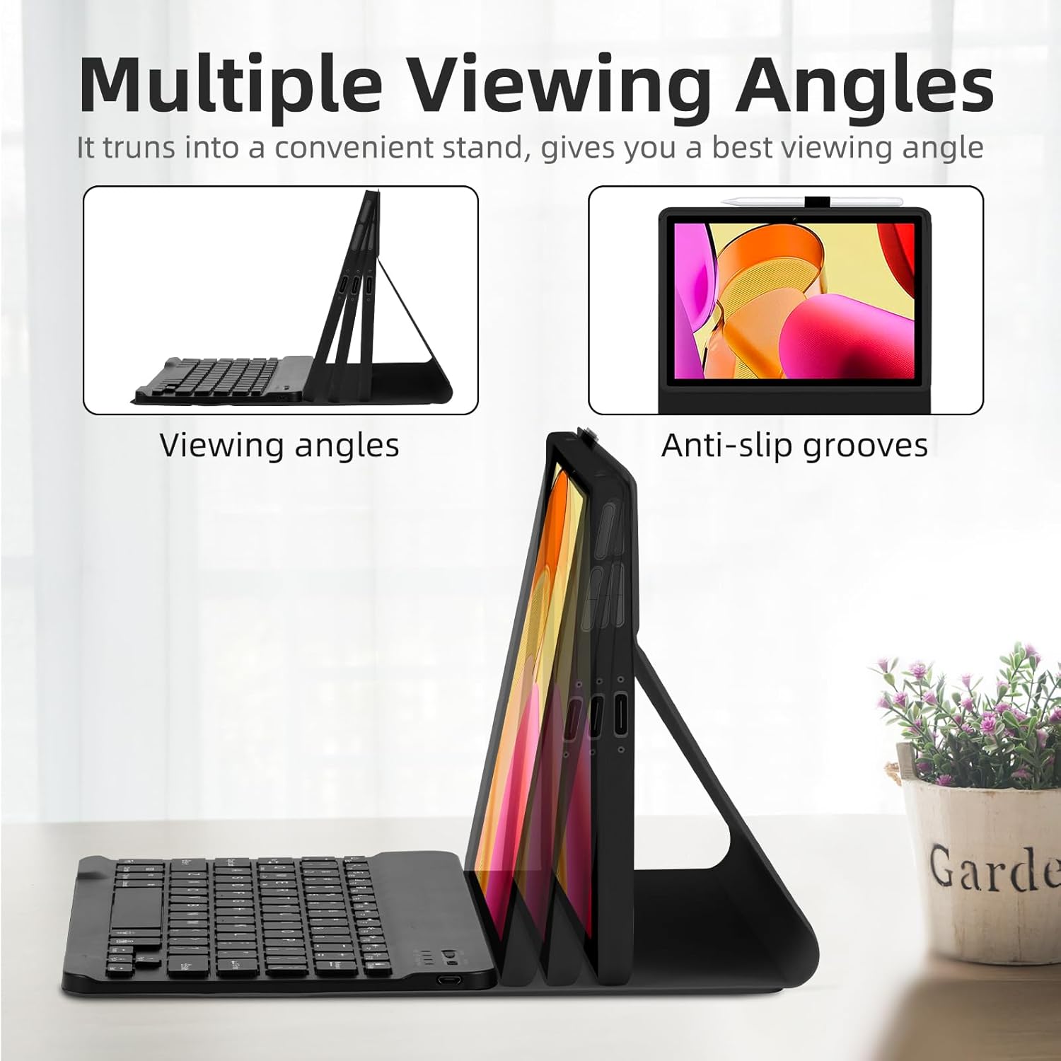 Case with Keyboard Mouse for Amazon Fire Max 11 inch (13th Generation, 2023 Release),7 Color Rainbow Backlit Detachable Type-C Charging Keyboard Magnetic Case Pen Holder 13th Gen Black