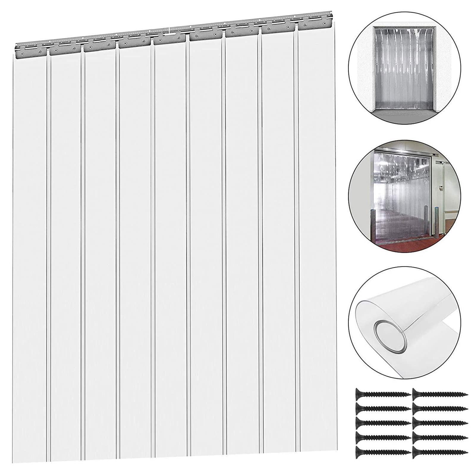 Rideaux À Lamelles Transparent Rideau Industriel À Lanières Réduction de Bruit Peut Être Personnalisé, for Entrées D'escalier, Grands Centres Commerciaux(1.6mm,1.34Mx2.4M)