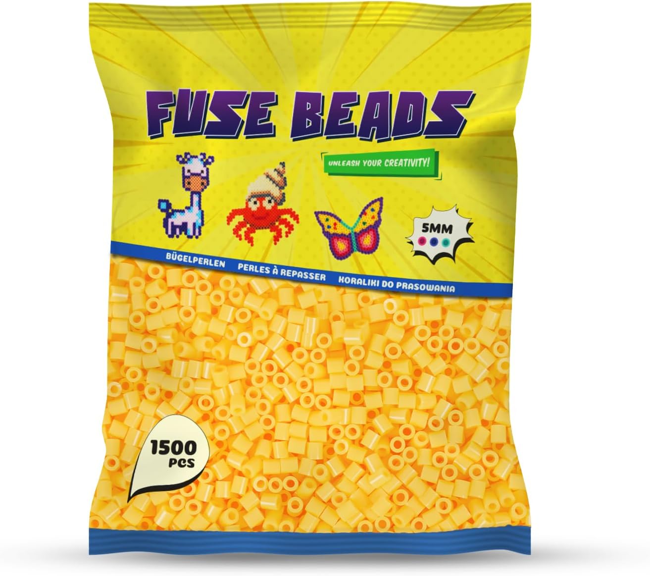 Iron on Beads 1500 Pieces Midi Size 5mm Craft Accessories for DIY Craft Melting Beads