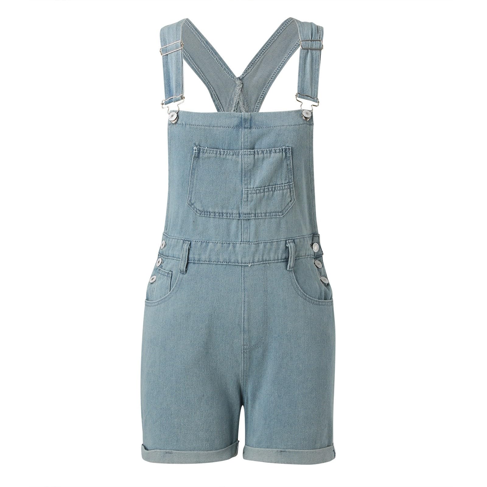 Generisch Salopette in jeans da donna, casual, elasticizzate, regolabili