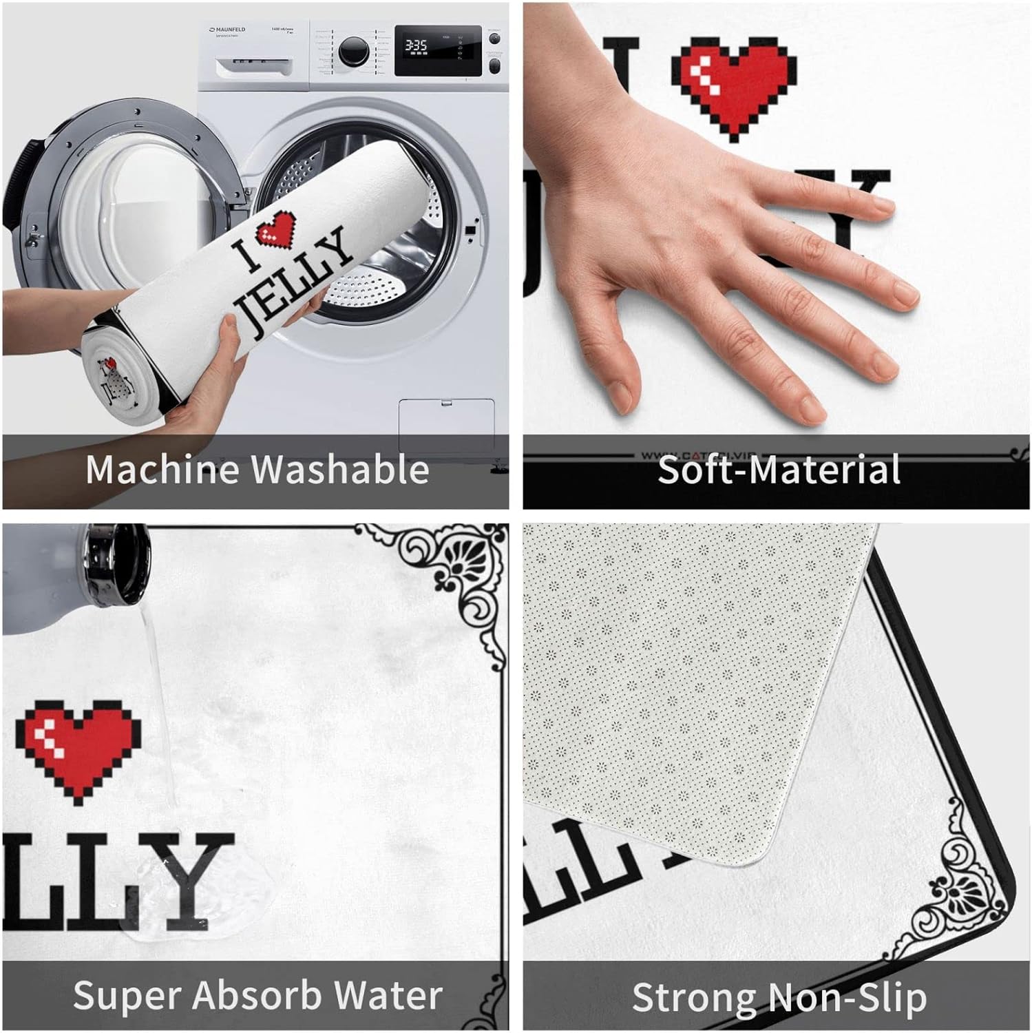 Spring Door Mats for Outside Entry I Love Jelly Doormat Retro Decor Large Outdoor Rug (Color : Colour, Size : 65X90CM)