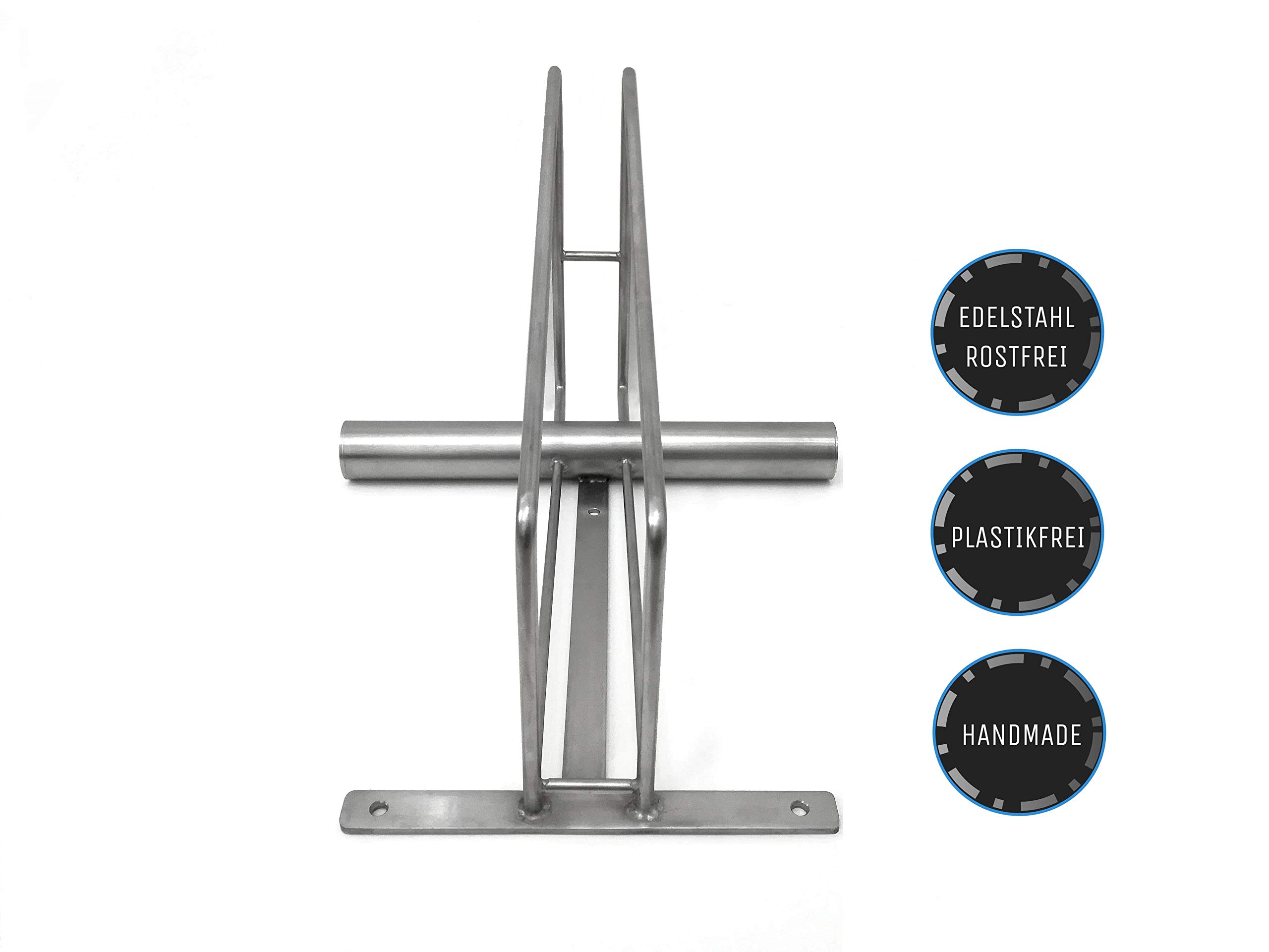 NAMOR Designer Fahrradständer Edelstahl – 1 Stellplatz, Handmade in Germany, Premium-Design für 20–29 Zoll & bis 2,4 Zoll Reifen Edelstahlprodukte Baumarkt