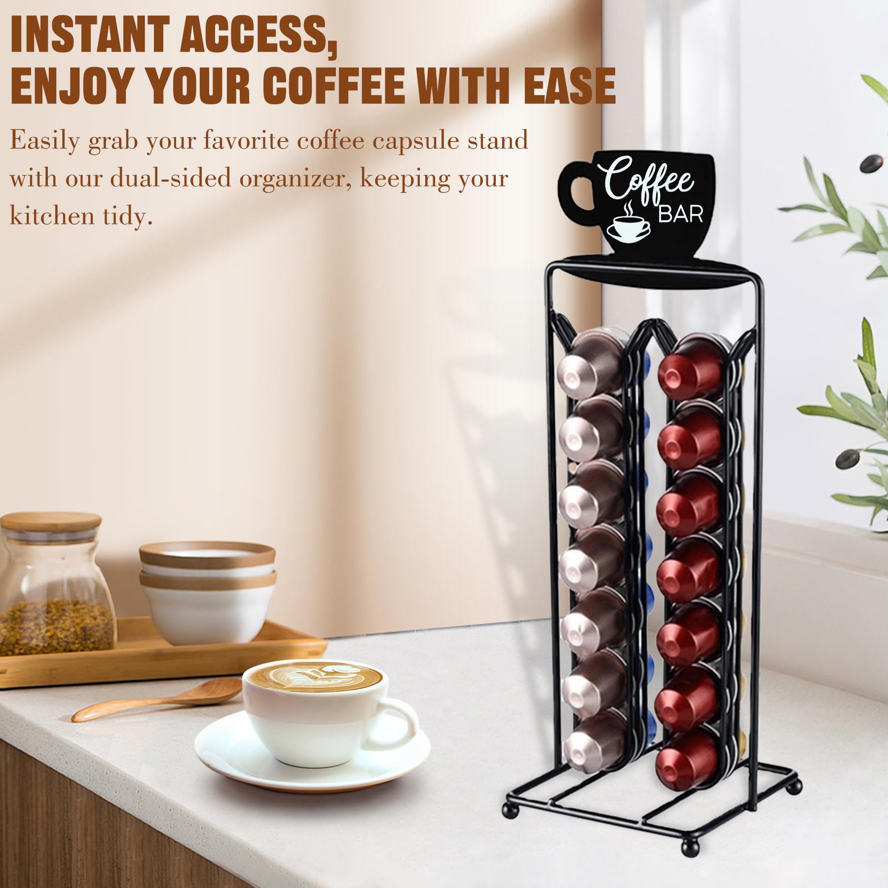 Soporte para 28 cápsulas de café para cápsulas Nespresso, soporte para cápsulas de café compatible con soporte de cápsulas Nespresso, soporte para cápsulas, almacenamiento de cápsulas fith