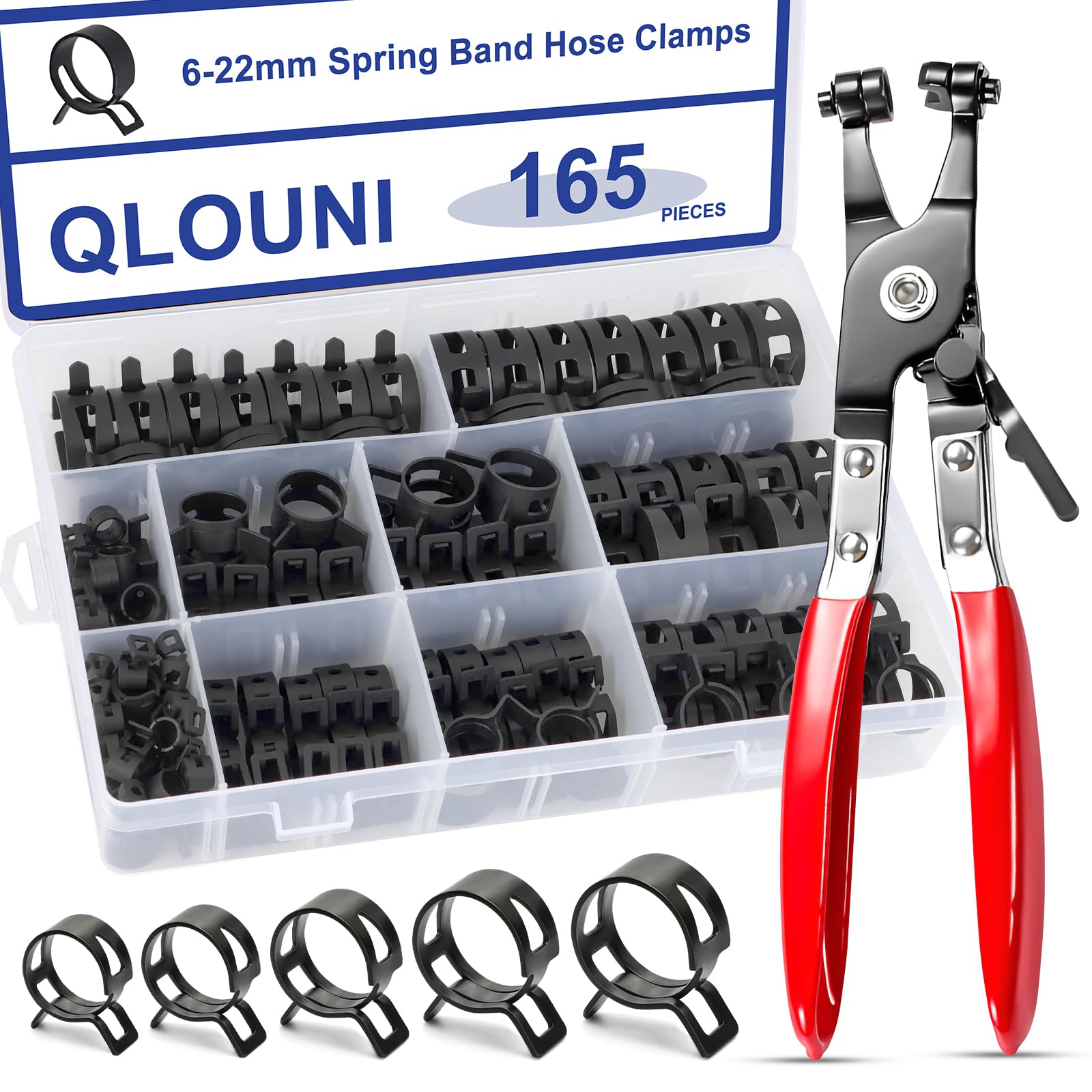 QLOUNI 165-Piece Spring Hose Clamps