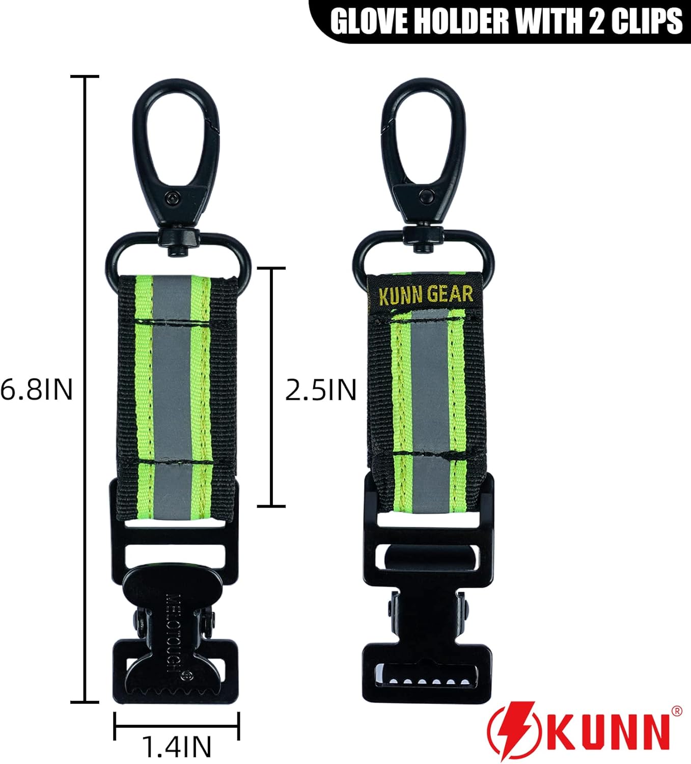 KUNN Firefighter Glove Strap Safety Glove Holder Clips for Work with Alligator Clip