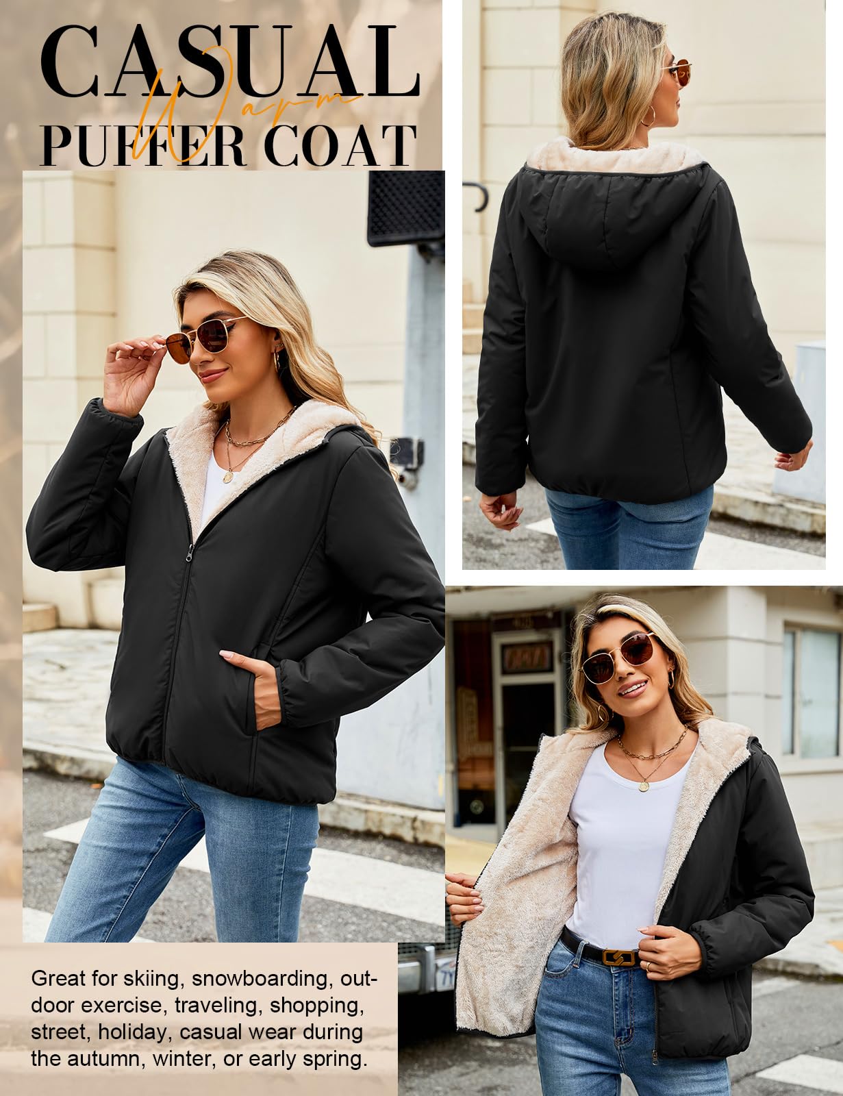CMTOP Veste Polaire Femme Chaud Hiver Sweat à Capuche Zippé Couleur Unie Décontracté Hoodie Femme Manteau en Peluche Légère à Capuche Outerwear Zip Up et Hood avec Poches