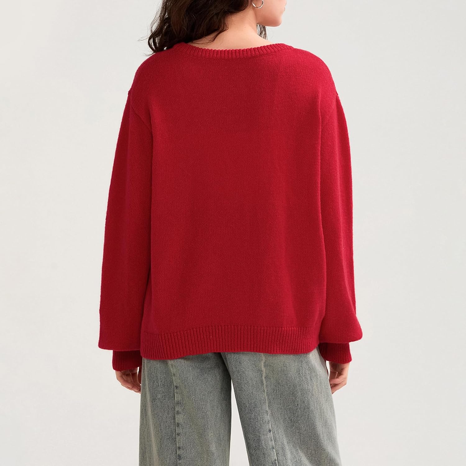 Women's Button Down Cardigans Sweater Solid Color Longsleeve Crew Neck Knitted Shirt Fall Top - Image 5