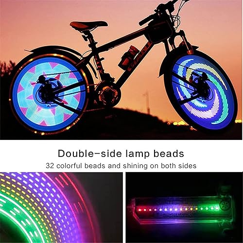 Miniatura 3 de Luz de rueda de bicicleta, luces de rueda de neumáticos de bicicleta, 32 luces LED de flash con radios, 32 patrones diferentes, cambio de luces de