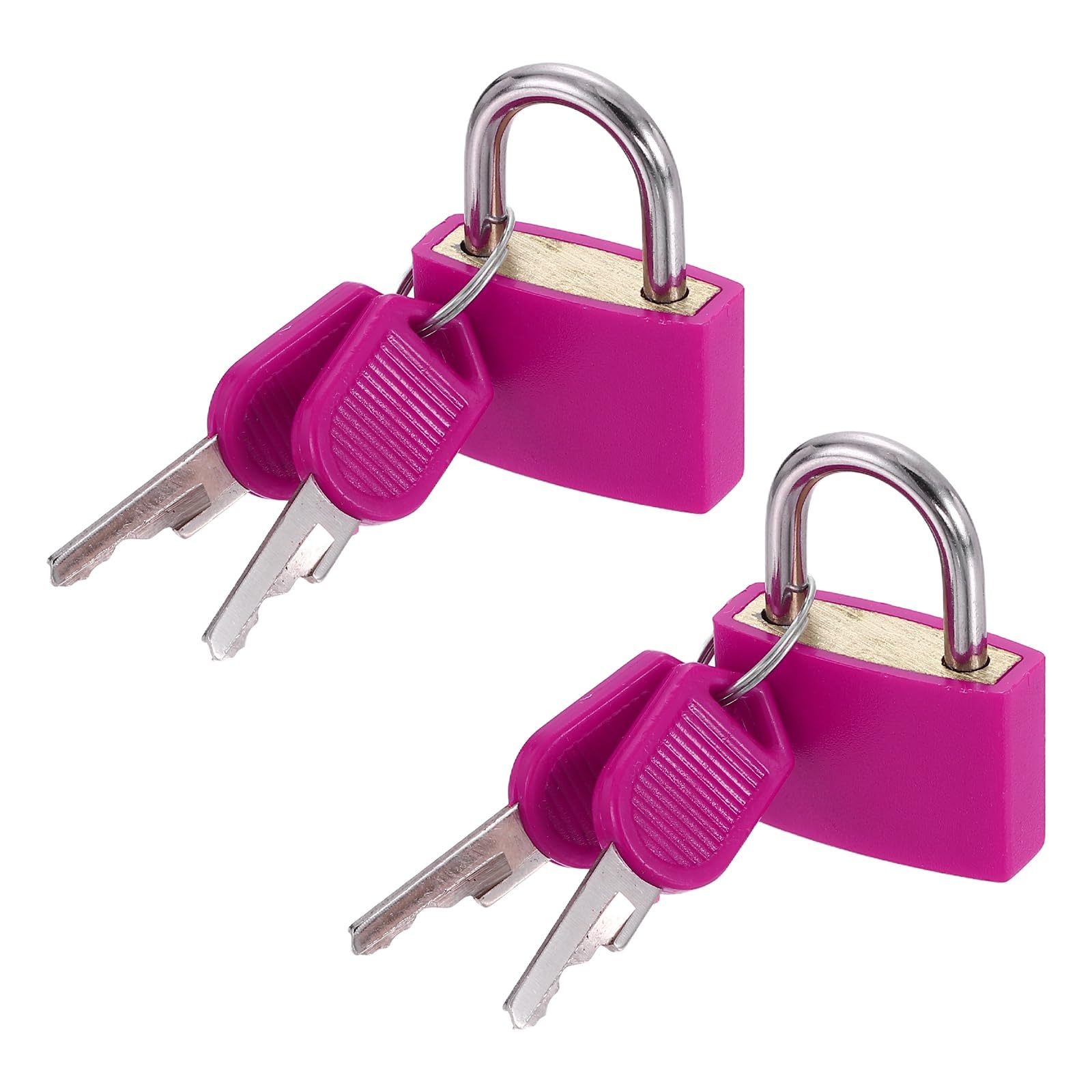 PATIKIL 28mm Small Locks with Keys 36mm Length, 2Pcs Suitcase Locks ABS Covered Solid Brass Anti Rust Waterproof Mini Luggage Padlock for Backpack Gym Locker Cabinet Boxes, Rose Red