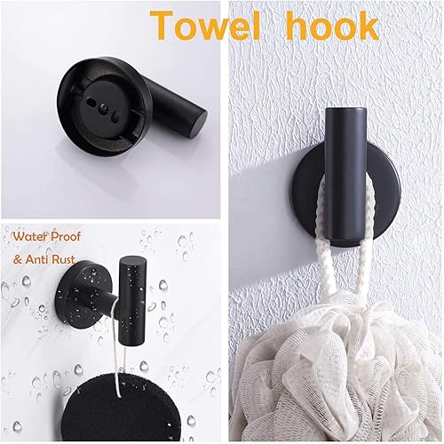 Miniatura 3 de Nolimas Juego de 5 piezas de accesorios de baño negro mate incluido barra de toalla de mano de 16 pulgadas de largo, soporte de papel higiénico, 3