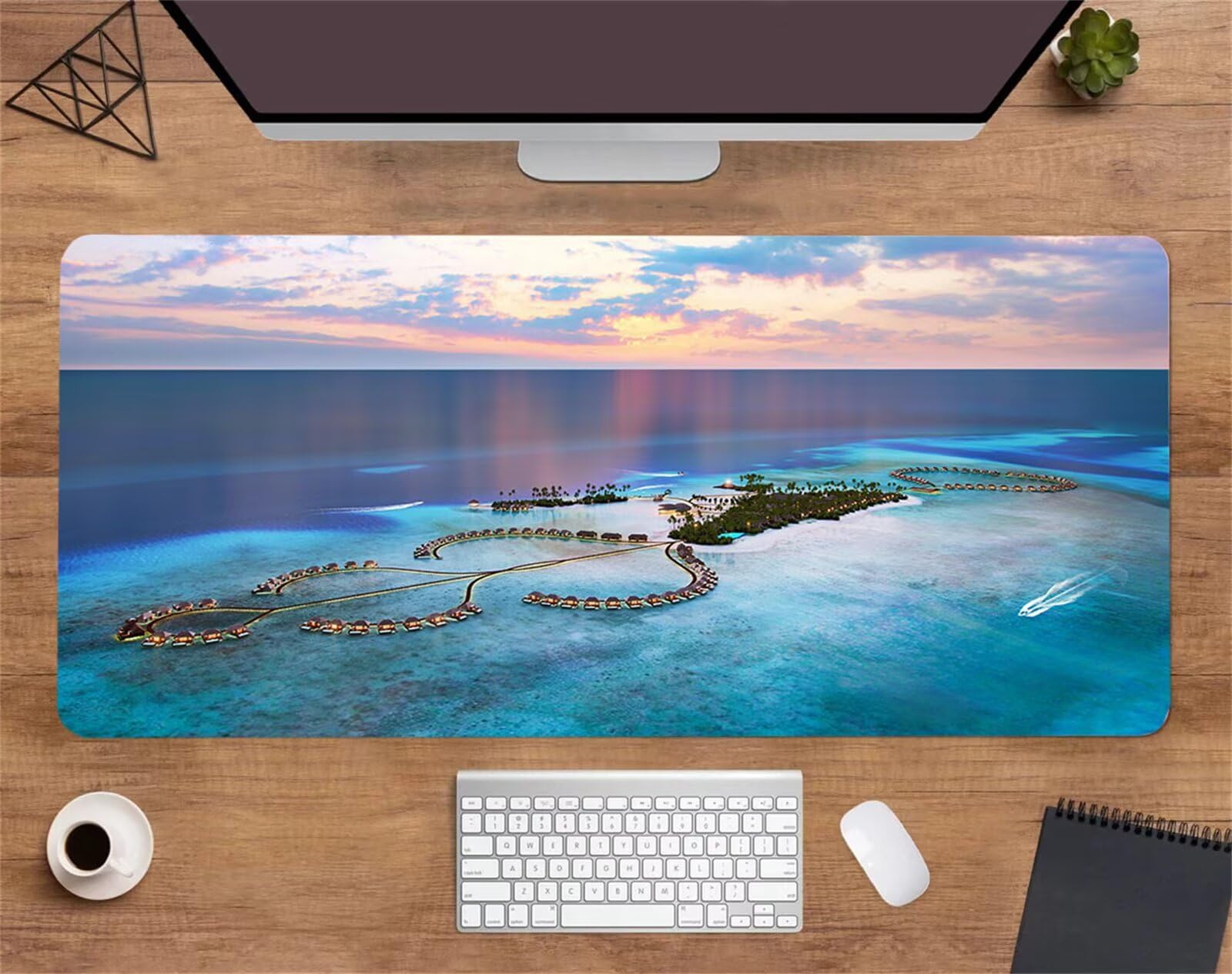 Alfombrilla Ratón XXL 1200x600x3mm Mouse Pad Grande Gaming,Alfombrilla Antideslizante,Tapete Escritorio con Bordes Cosidos,Alfombrilla Ratón para Jugadores, PC, Oficina, Hermosa Isla