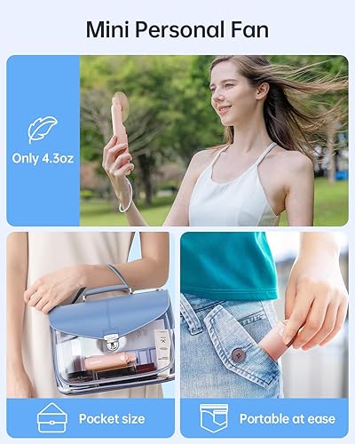 Miniatura 3 de Mini ventilador portátil de mano ventilador de mano recargable 2 en 1 con alimentación de respaldo y pantalla digital, esenciales de verano