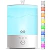 Everlasting Comfort 2.5L Top Fill Humidifier for Bedroom – Quiet, Easy to Fill & Clean, 24HR Runtime, Night Lights, Timer, Ultrasonic Cool Mist, Auto Shut-Off, Essential Oil Diffuser - White
