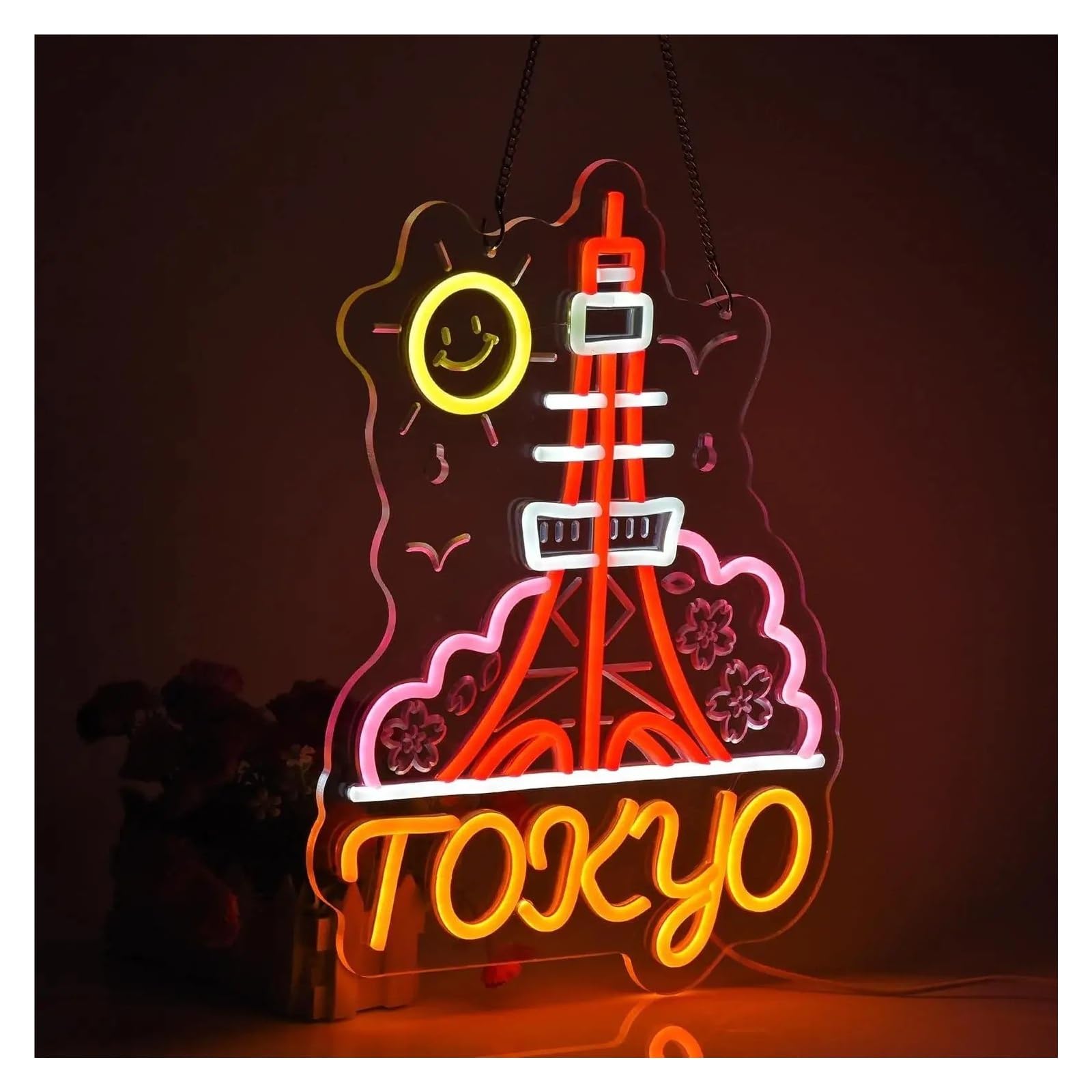 Wiszące neony artystyczne "Tokyo Landmark"Neon Możliwość Przyciemniania Świateł USB Do Japońskiej Restauracji Sklep Wystrój Pokoju Domowego Wyświetlacz 11.81x15.75in