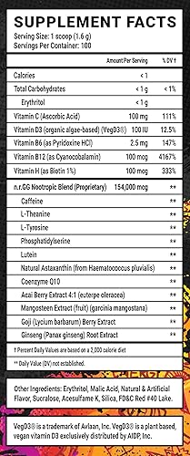Miniatura 2 de Gamer Supps GG Energy - Ponche de Pitahaya (100 Porciones) - Energía de Juego Amigable con Keto y Mezcla Nootrópica, Sin Azúcar + Cafeína Orgánica +