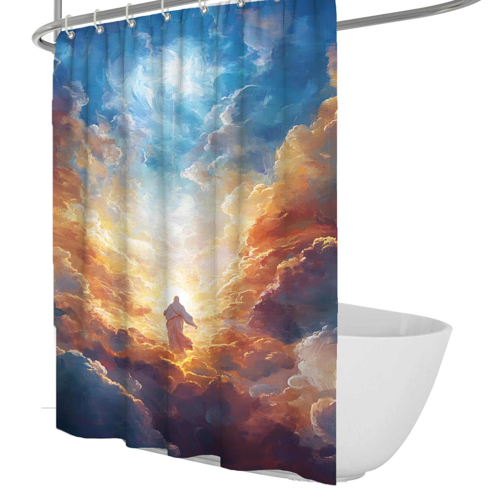 Cortina de ducha de baño creativa de moda Hermosa cortina de ducha de tela de nube con ganchos Cortinas de ducha impermeables para bañera 200Bx220Lcm