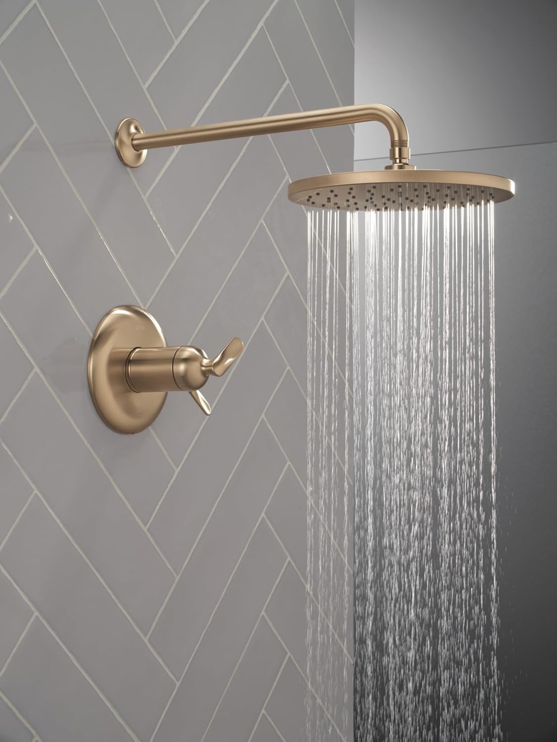 Delta Bonacci 17 Series Dual-Function Thermostatic Rain Shower Faucet Set, Brushed Gold Rainfall Shower Head and Handle Set, Valve Trim, Lumicoat Champagne Bronze T17T245-CZ-PR (Valve Not Included)