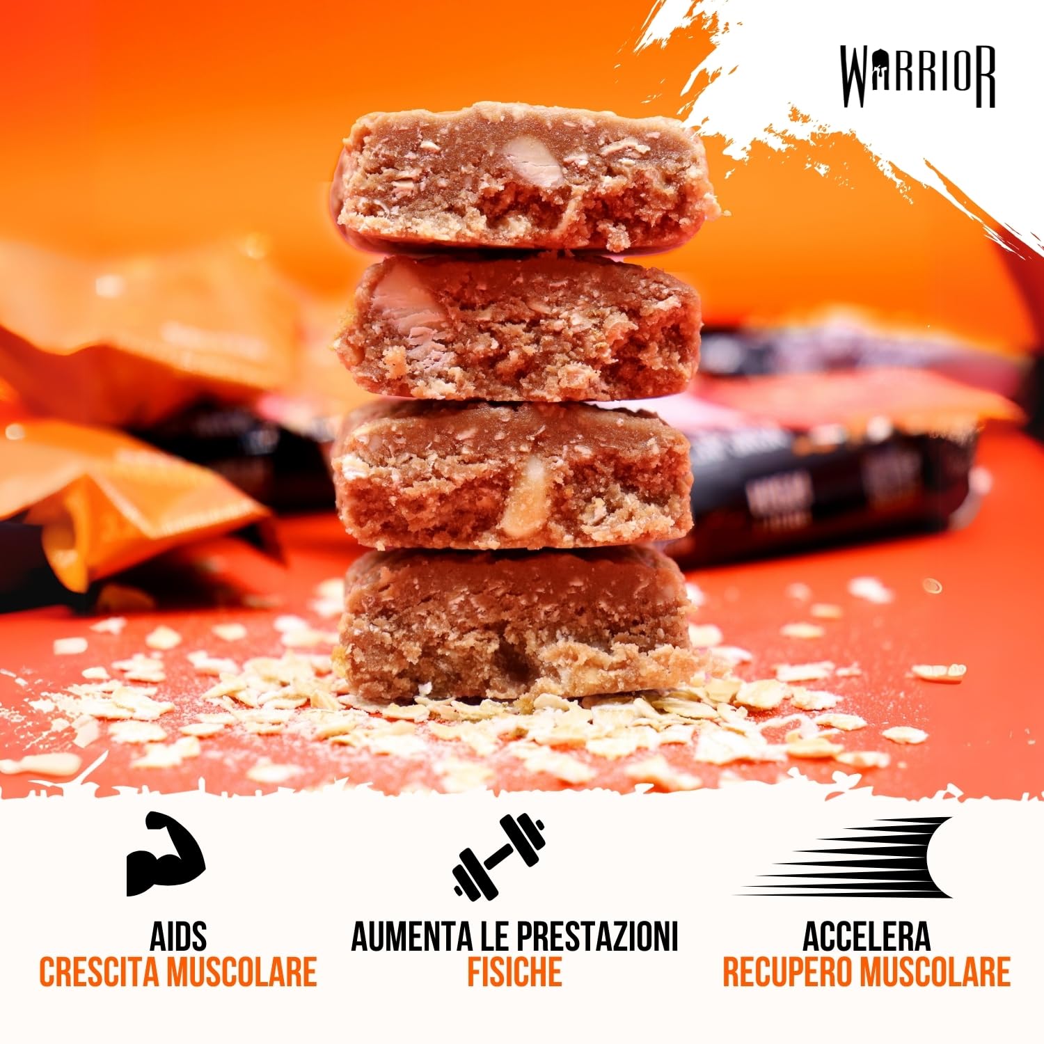 Warrior Raw Protein Flapjack – Barrette Proteiche ad Alto Contenuto di Fibre e Proteine, Basso Zucchero, Spuntino Energetico (Cioccolato e Arancia)