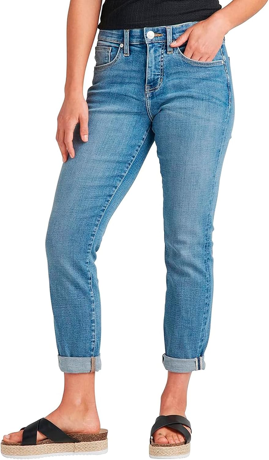 Jag Jeans Women's Carter Mid Rise Girlfriend Jeans - Black, Slim Leg, 10" Rise, Comfort Stretch Denim