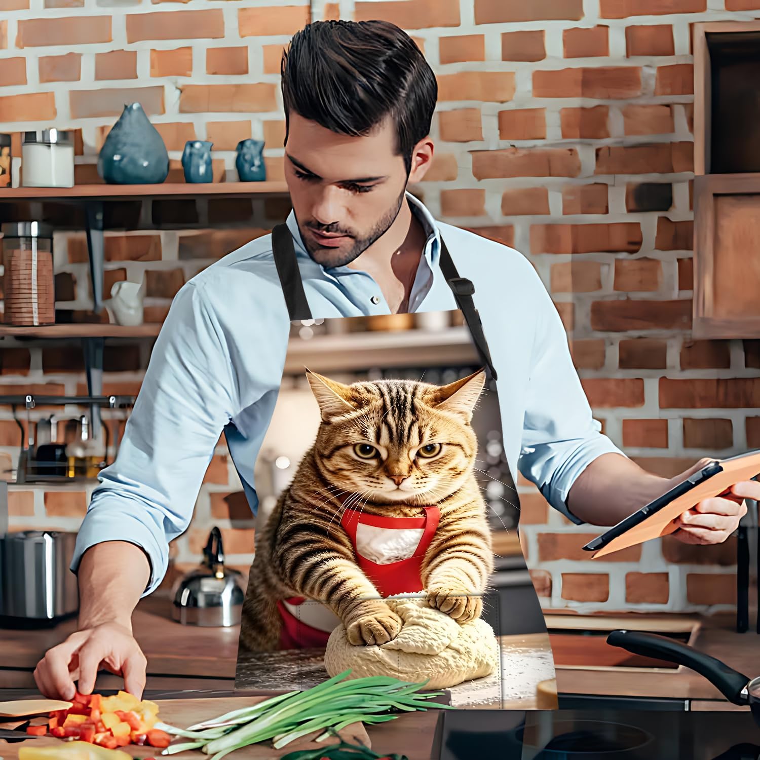 Funny Cat Apron with 2 Pockets Waterproof for Men Women Kitchen Garden Decor - Image 6