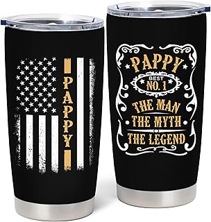 Cudoviqu Pappy Gifts - Birthday/Christmas Gifts for Pappy - Grandpa Gift from Grandchildren - Best Pappy Ever Gift, 20 oz Insulation Stainless Steel Tumbler