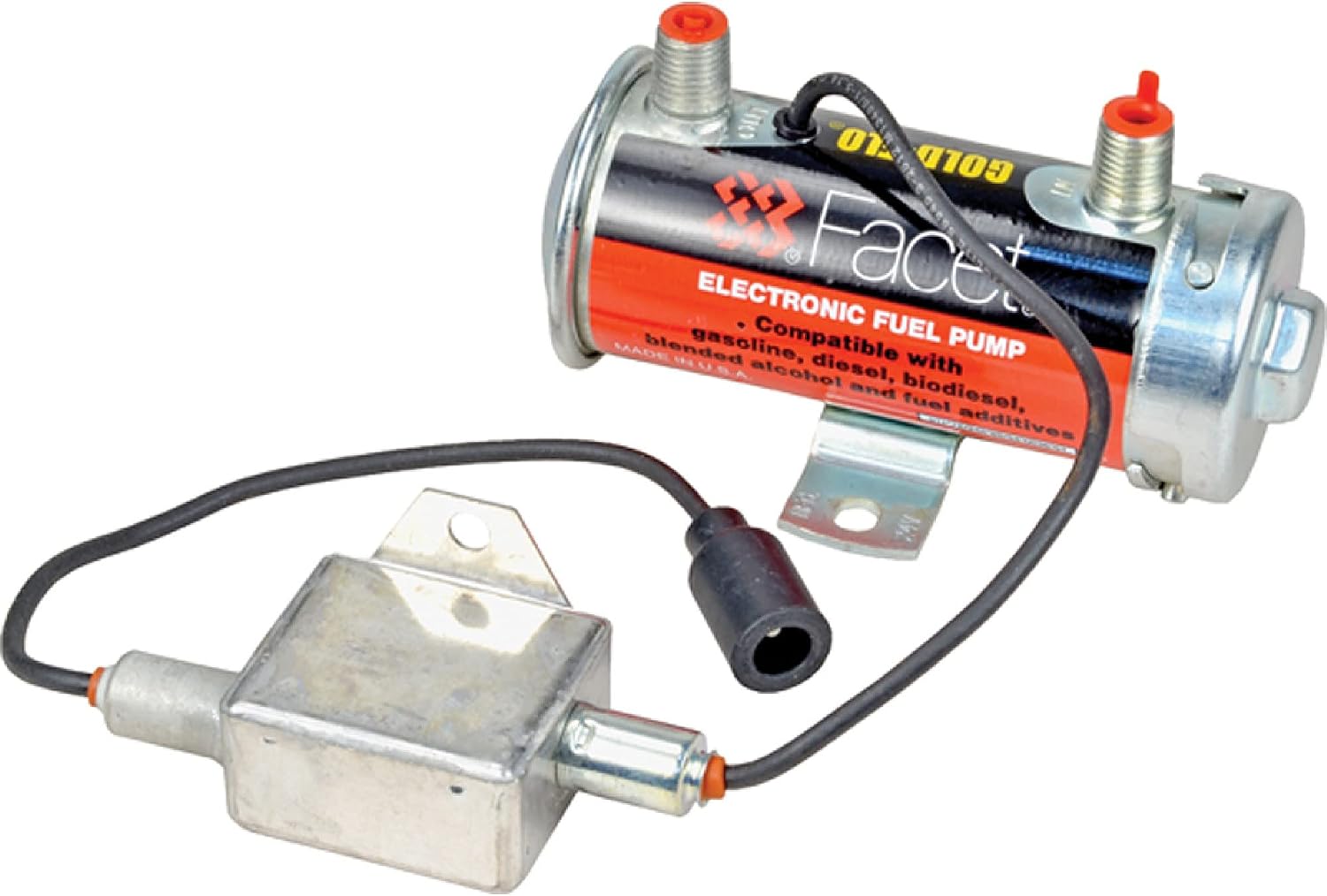 Facet 480517N, Facet Cylindrical 24 volt Fuel Pump, 1/4 NPT Male, 6-8 psi, with internal EMI filter