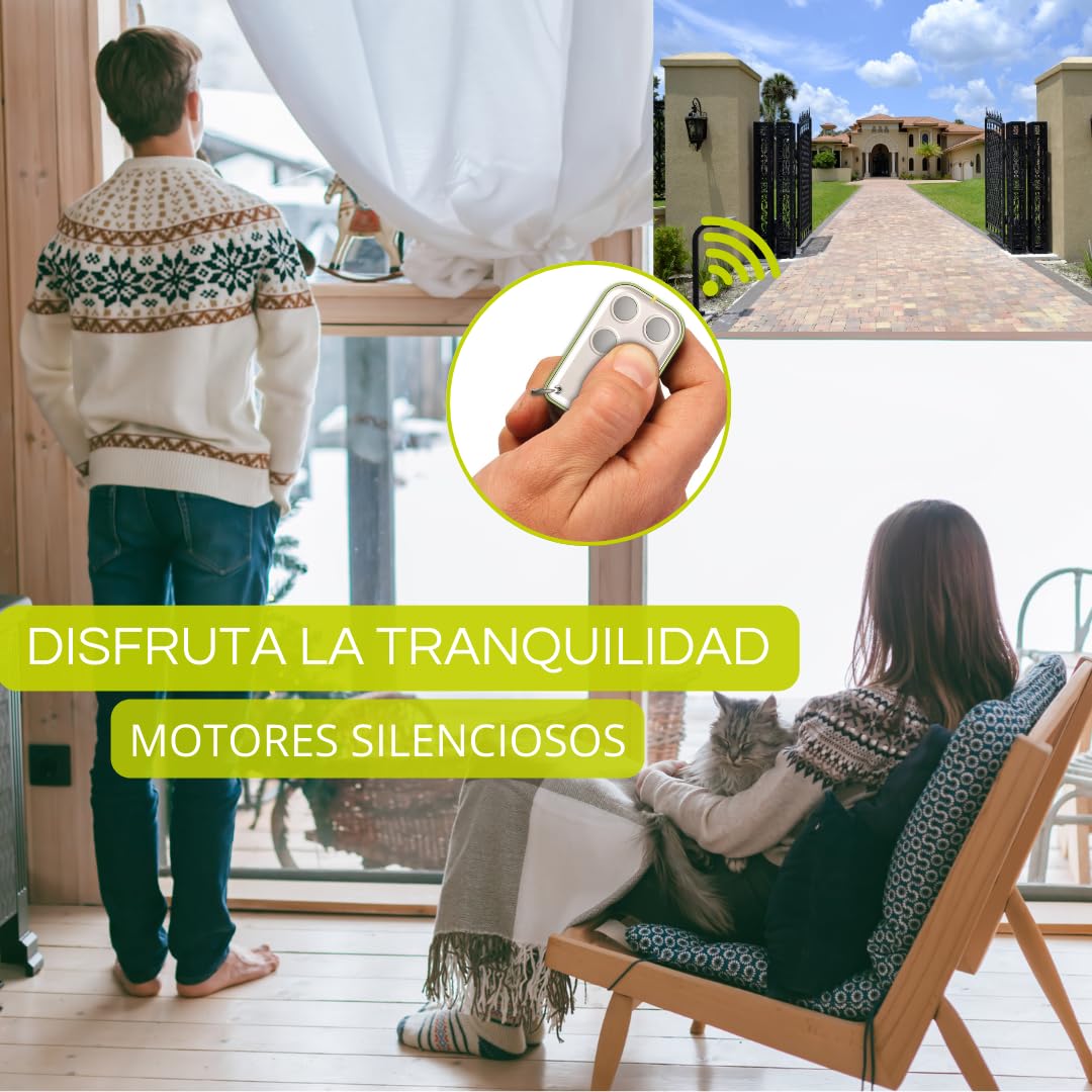 Motor Puerta Batiente 2 hojas - Motores para Puertas Abatibles - Brazo Automatismo para Garaje - Puertas de Garaje MOTIC Domo 4G- Kit (SIN electrocerradura, Kit Estandar + Fotocelulas + WIFI)