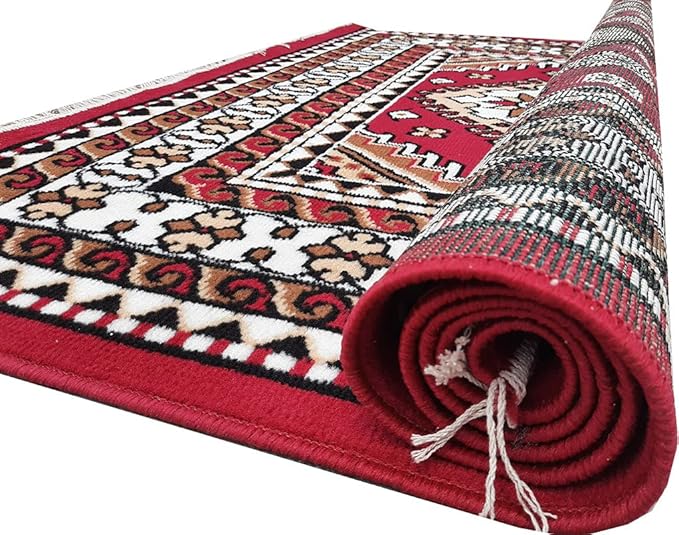 Sifa Carpet Persian Polyster Carpet for Living Room Room (180X230 Red Color)- 6x8 Feet, Rectangular