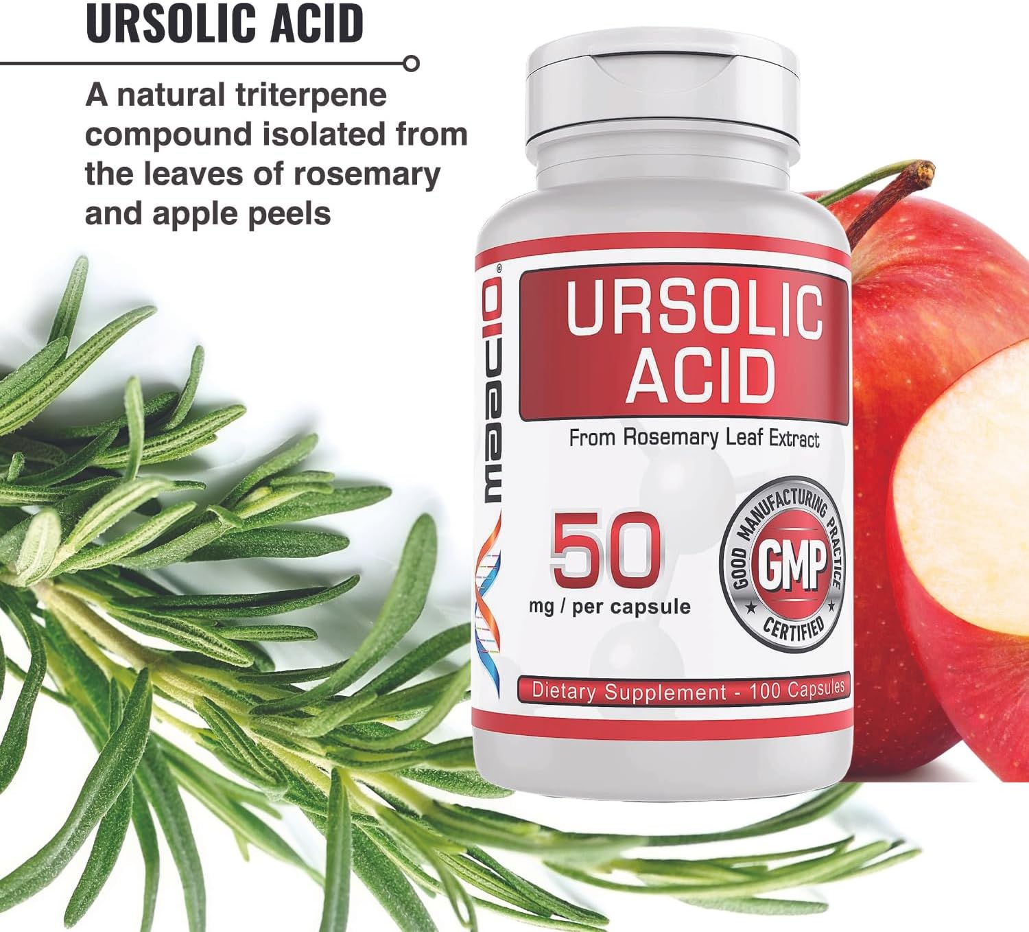 MAAC10 Ursolic Acid 50mg (100 Capsules 3X for 150mg 33-Day Serving) | Sourced from Rosemary Extract | Third-Party Lab Tested | AMPK & Sirtuin Activator - Image 9
