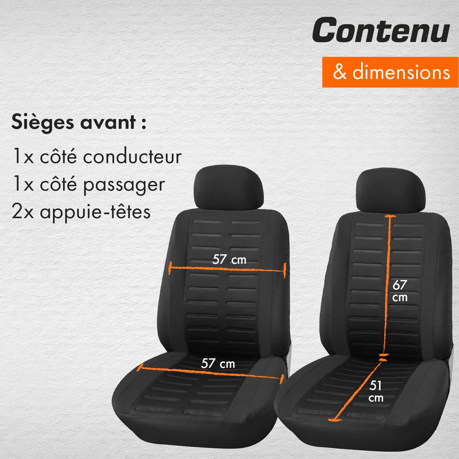 Housses De Siège Auto Universelles Noires - Lot 4 Pièces - Pour Conducteur Et Passager - Upgrade4cars