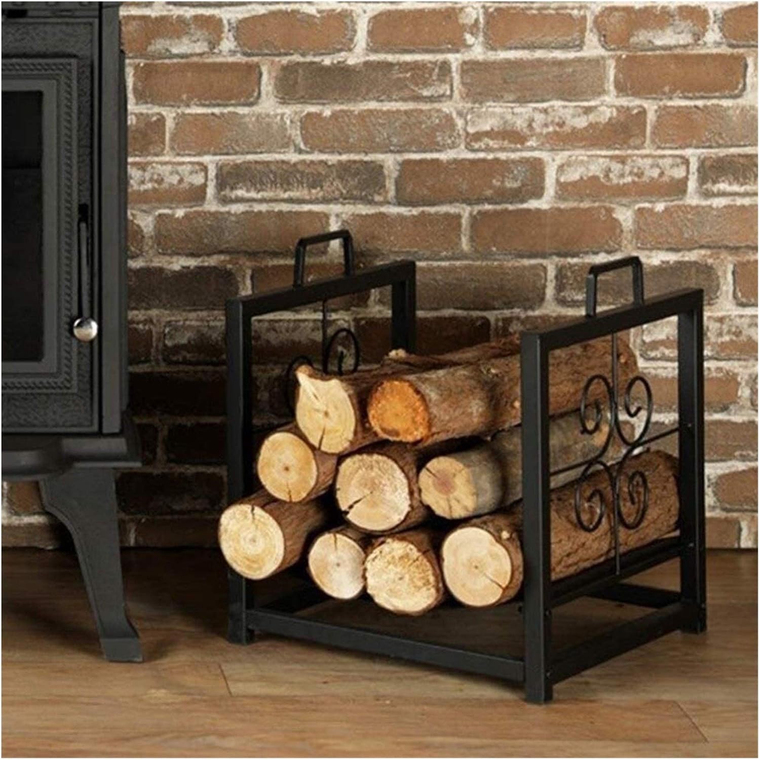 Firewood Rack Firewood Rack Log Wood Storage Holder for Indoor Outdoor Backyard Fireplace Heavy Duty Iron Black