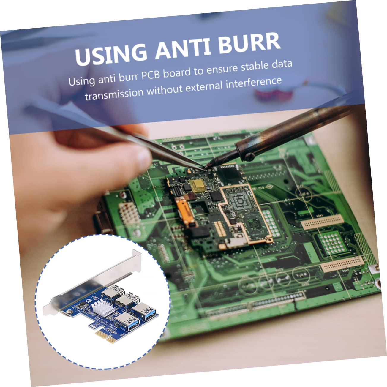 KONTONTY Pci-e Extender Card Pcie 1x to 4 Ports USB 3.0 Riser for Computer Accessories