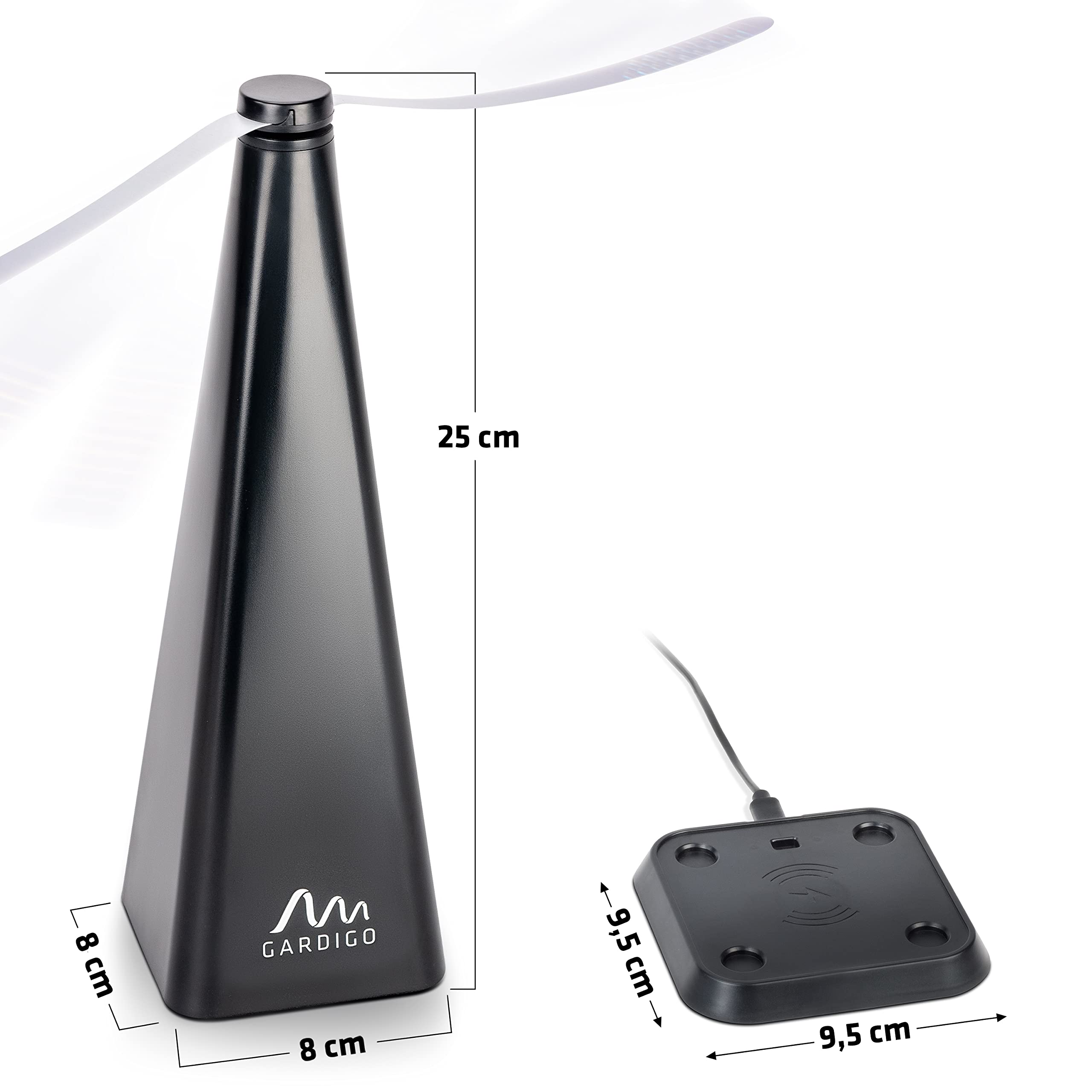 Gardigo® 2X Ventilador Antimoscas Recargable USB | Ahuyentador de Moscas | Fly Repeller Profesional con Estación de Carga USB | Ventilador Repelente de Moscas para Mesa | Remedio Anti Moscas