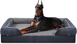 JOEJOY Panier Chien Grande Taille XXL Orthopedique, Memoire de Forme Lit pour Chien Dehoussable Lavable, Coussin avec Structure en Nid d'abeille et Doublure Imperméable, Gris Foncé - 1