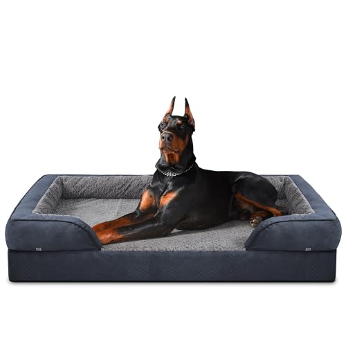 JOEJOY Extra Large Dog Bed -XXL Washable Orthopedic Dog Beds, Waterproof Removable Cover, Anti-Slip Bottom, Anti-Anxiety Pet Bed, Machine Washable, 122x89x17 cm, Grey - 122 x 89 x 17 cm (L x W x H) - Dark Grey