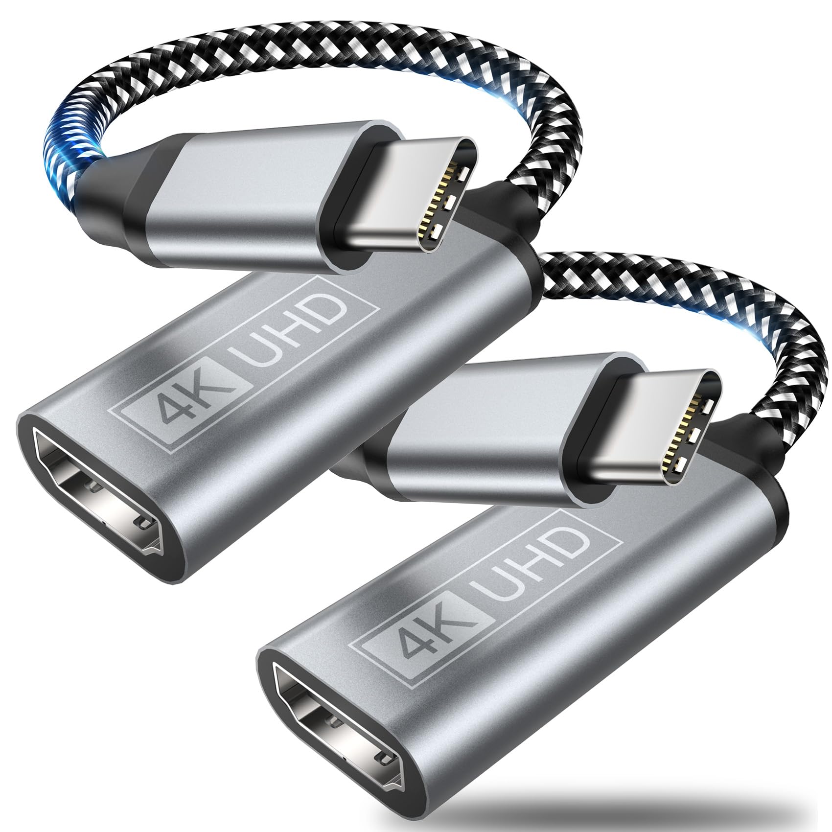 USB C auf HDMI Adapter - Type C zu HDMI 4K Adapter Kompatibel mit Thunderbolt 3/4,Video Audio Ausgang für iPhone 16Pro/16Pro Max/16,MacBook Pro/Air,Pixelbook,Surface Pro,iPadPro/Air,XPS,Galaxy S/Note