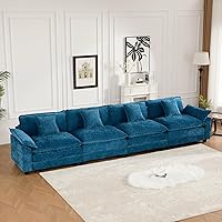 Vista 27 de Sofás seccionales grandes de 115.34" para sala de estar, sofá de pana color camel de asiento profundo de 3 plazas en forma de L, sofá seccional