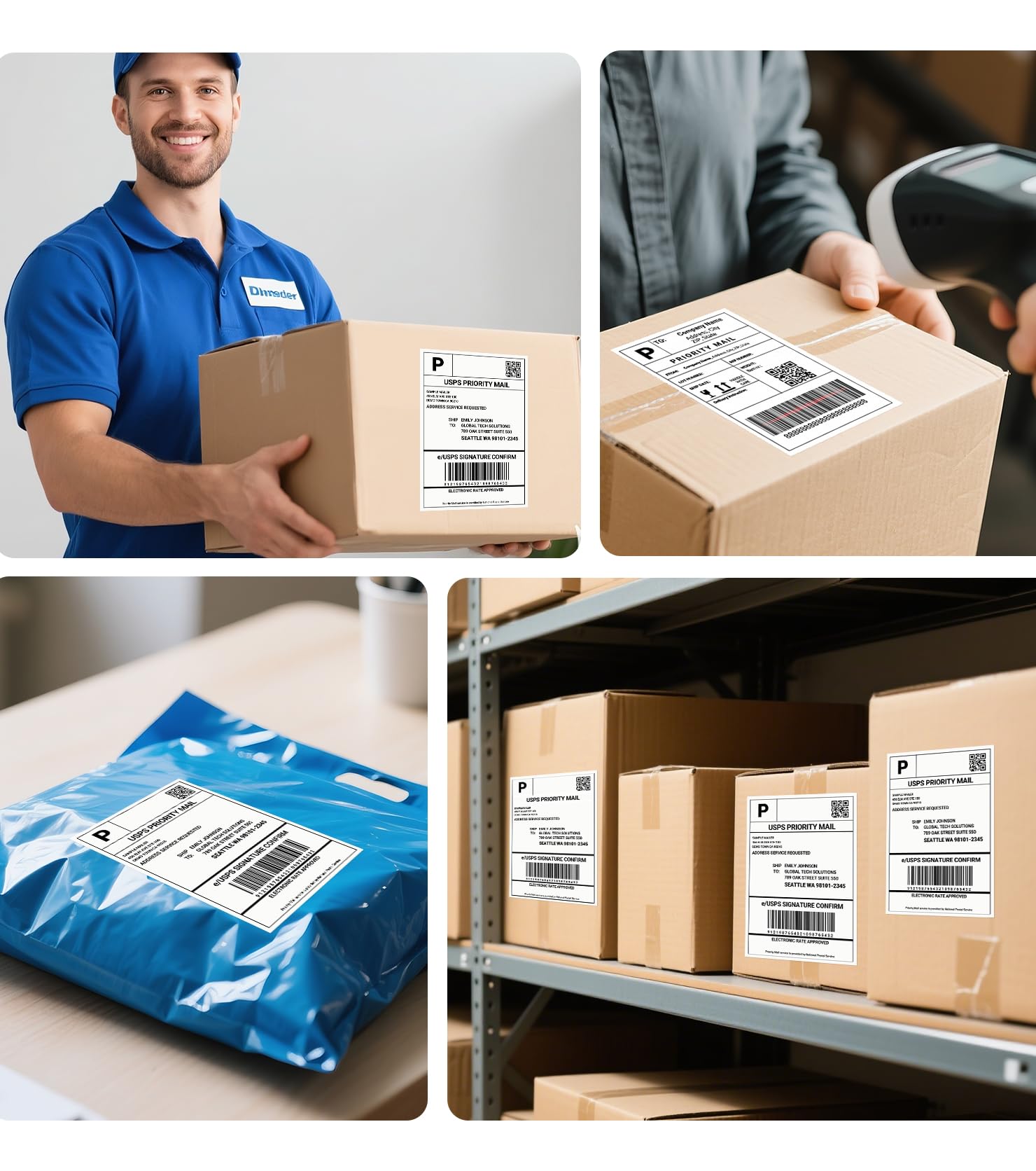 ORGSTA DHL Etikettendrucker 4x6 Thermodrucker Selbstklebend Labeldrucker | 50 pcs Versandetiketten Kabelloser Bluetooth & USB Label Printer für PC und Smartphone